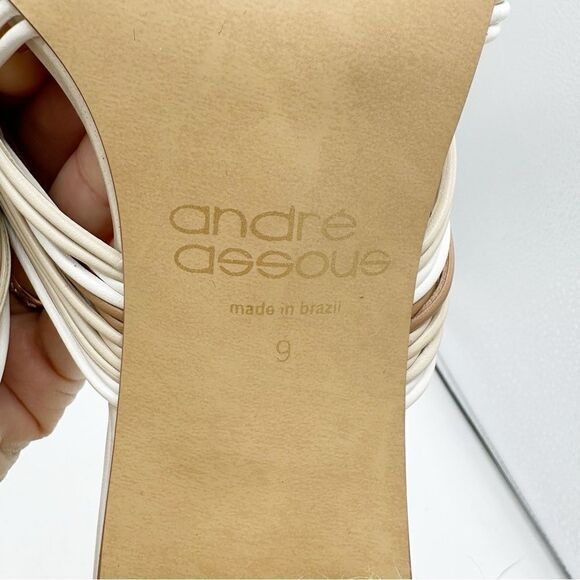 Andre Assous Cream/Tan Kelsie Twist Mule Slide Jute Chunky Heel Sandal (Women) 9 - Picture 13 of 15